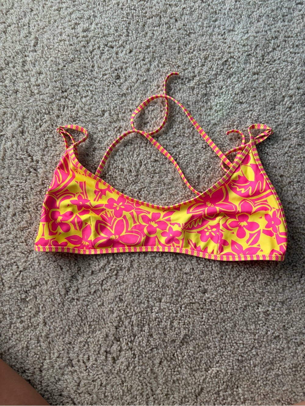 Kulani Kinis Scoop Floral Bikini Top - Pink & Yellow